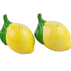 Lemon Shaped Salt and Pepper Shakers Ceramic Set New In Box Christmas Gift